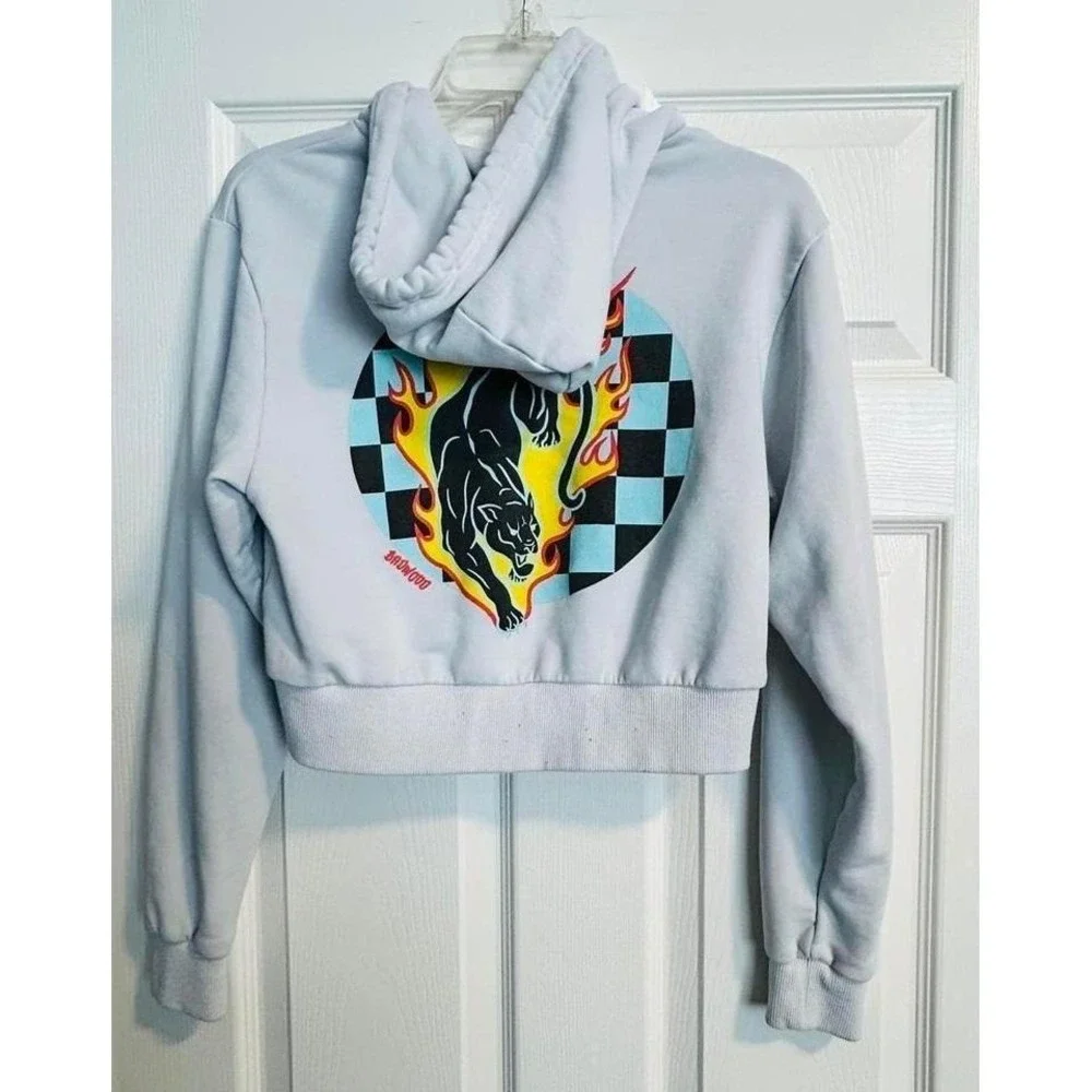 Badwood Los Angeles cropped zip-up hoodie Size Small - Picture 4 of 7